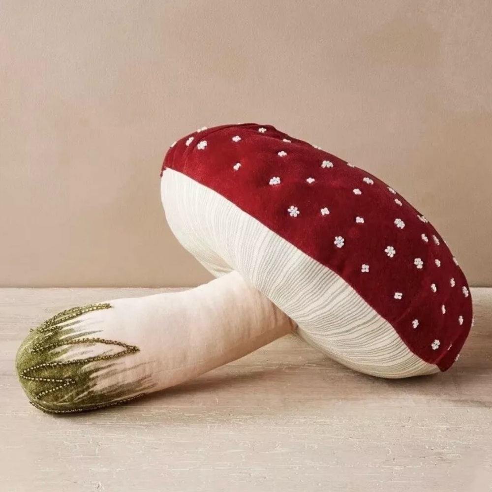 John Derian Target Embellished Velvet Mushroom Pillow EUC